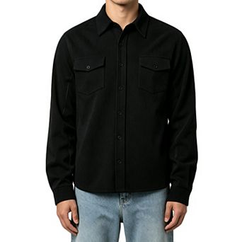 Men's Corduroy Long Sleeve Button Down Shirt with Chest Pockets