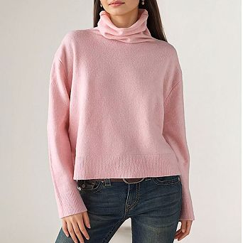 > Women's Cowl Neck Turtleneck Knit Pullover Sweater Long Sleeve Loose Fit Casual Top