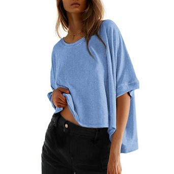 Women Short Sleeve Crewneck Crop Tops Casual Workout Basic Tee