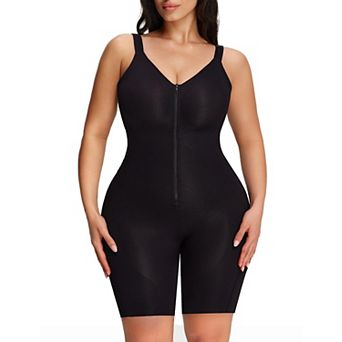 Women Breathable Seamless Zip Up Body Shaper Tummy Control Sculpt Bodysuit
