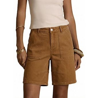 Women High Waisted Stretchy Pleated Denim Bermuda Jean Shorts Summer Casual