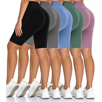 5-Pack Womens High Waist Biker Shorts Soft Yoga Athletic Workout