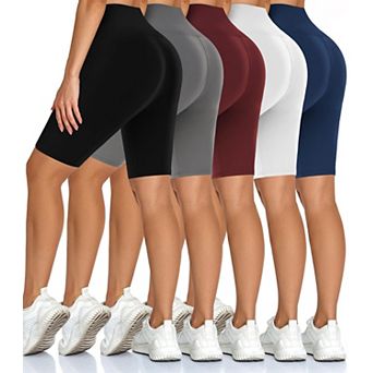 5-Pack Womens High Waist Biker Shorts Soft Yoga Athletic Workout
