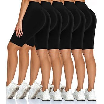5-Pack Womens High Waist Biker Shorts Soft Yoga Athletic Workout