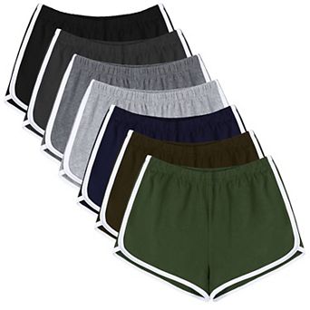 7-Pack Womens Athletic Cotton Shorts For Yoga Lounge Running Gym