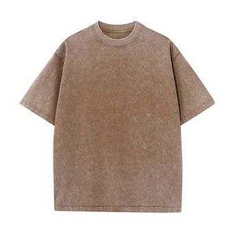 Oversized Vintage Wash Casual Loose Short Sleeve Basic Tee Tops