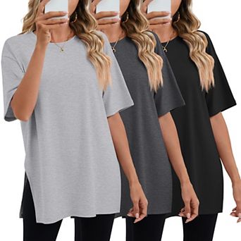 3-Pack Womens Oversized Loose Fit Casual Workout Tops Summer Casual Tee Shirts