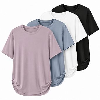 4-Pack Women Loose Fit Crew Neck Short Sleeve Casual Workout Tops