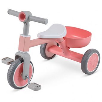 Costway Toddler Tricycle 2-In-1 Kids Tricycle Auxiliary Balance Bike