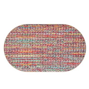 Area Rug Modern Braided Print Accent Carpet Non-Slip Backing Contemporary Washable Carpet