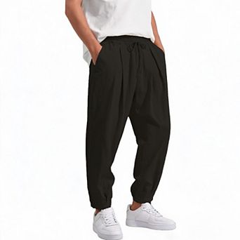 Men's Elastic Waistband Drawstring Pocket Casual Trousers