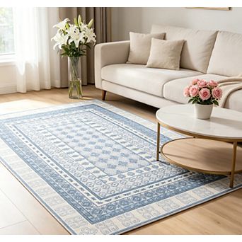 Modern Geometric Edge Area Rug Washable Non-Slip Carpet for Living Room Bedroom Dining Room