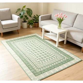 Modern Geometric Edge Area Rug Washable Non-Slip Carpet for Living Room Bedroom Dining Room