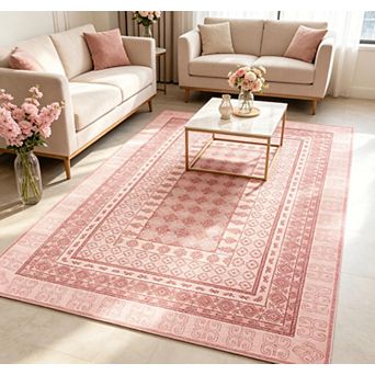 Modern Geometric Edge Area Rug Washable Non-Slip Carpet for Living Room Bedroom Dining Room
