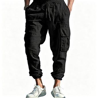 Men's Drawstring Multi Pocket Wide Leg Cargo Pants
