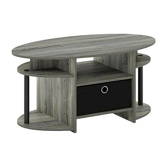 FurniFact Oval Coffee Table with Simple Design and Sturdy Legs
