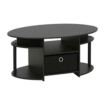 FurniFact Oval Coffee Table with Simple Design and Sturdy Legs