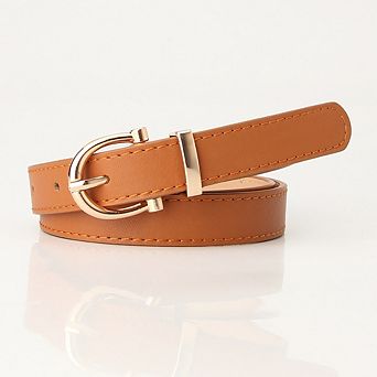 Women's Leather Belt Fashion Dress Belt with Gold Buckle for Ladies Jeans Pants