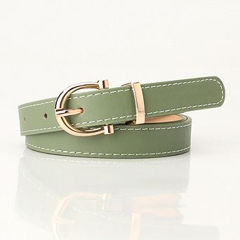 Women's Leather Belt Fashion Dress Belt with Gold Buckle for Ladies Jeans Pants