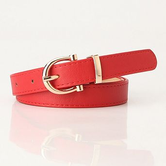 Women's Leather Belt Fashion Dress Belt with Gold Buckle for Ladies Jeans Pants