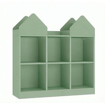 2 pc Kids Bookshelf and Toy Storage Organizer Green for Playroom Bedroom