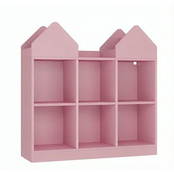 2 pc Kids Bookshelf and Toy Storage Organizer Pink for Playroom Bedroom