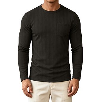 Men Long Sleeve Crew Neck T Shirt Casual Pullover Basic Undershirt Top
