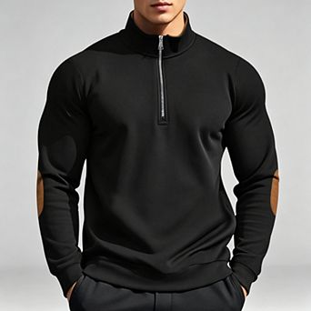 Men's Half-Zip Cable Knit Sweater, Stand Collar Stretch Pullover