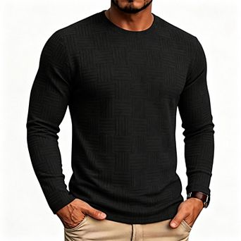 Men's Lightweight French Terry Long Sleeve Crewneck Pullover Shirt