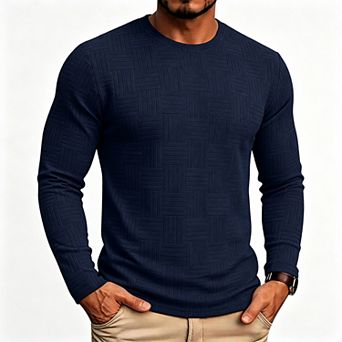 Men's Lightweight French Terry Long Sleeve Crewneck Pullover Shirt