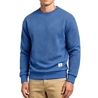 Men's Crew Neck Geometric Textured Sweatshirt Comfy Top