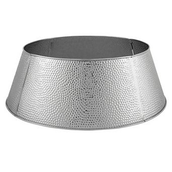 BirdRock Home Silver Tone Hammered Christmas Tree Collar