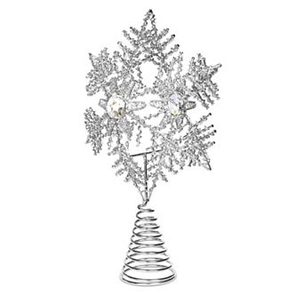 BirdRock Home Silver Tone Beaded Tree Topper