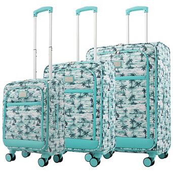Tommy Bahama Palm Print 3 pc Expandable Softside Spinner Luggage Set