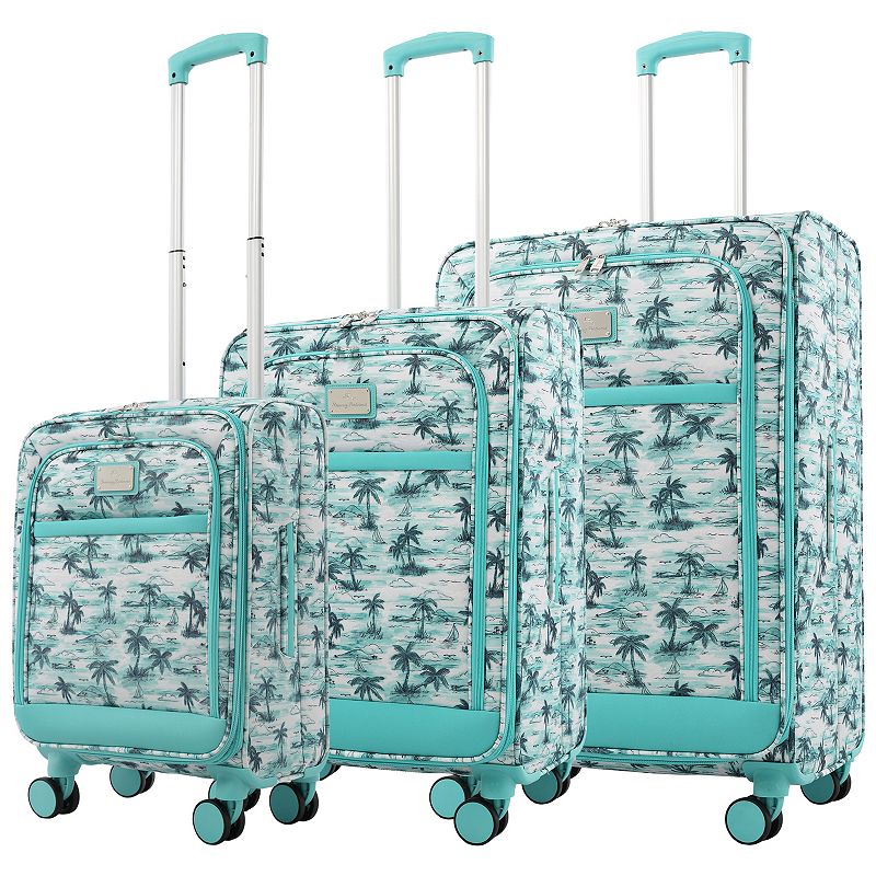 Tommy Bahama Palm Print Expandable Softside Carry-On Spinner Luggage, Blue