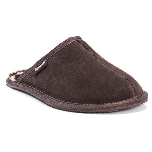 muk luks men's leather berber fleece slippers