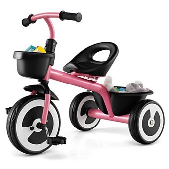 Costway Toddler Tricycle Kids Trike with Adjustable Seat Front & Rear Storage Baskets