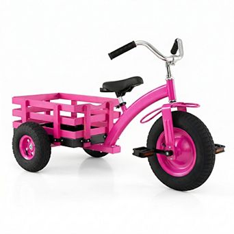 Costway Kids Tricycle with Storage Basket 15” Inflatable Rubber Tires Adjustable Handlebar