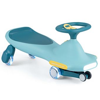 Costway Wiggle Car for Kids with LED Flashing Wheels, Music, Horn for Indoor Outdoor Play