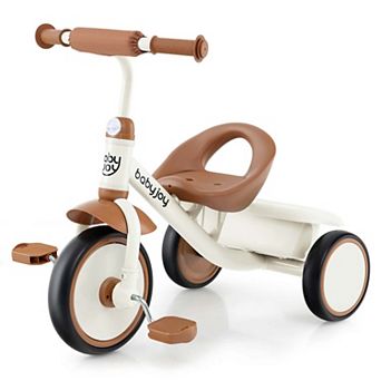 Costway Kids Tricycle Toddler Trike with Adjustable Seat & Storage Basket 3 Wheel