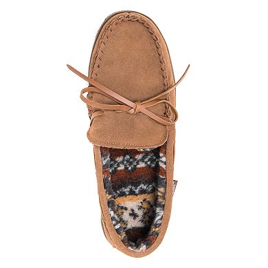 MUK LUKS Leather Berber Fleece Men's Moccasin Slippers