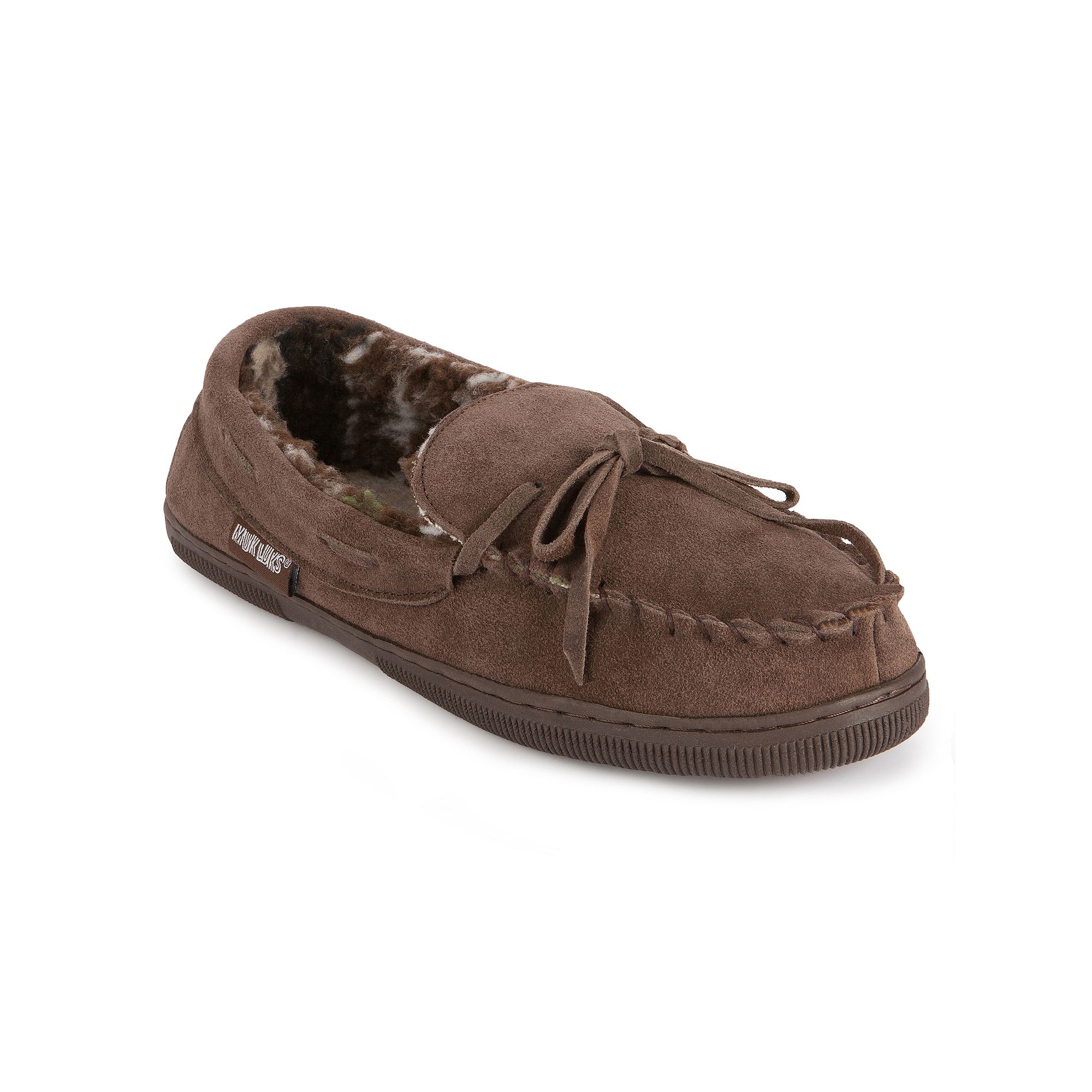 MUK LUKS Paul Mens Printed Berber Suede Moccasin Slippers, Size: 9 Wide, B