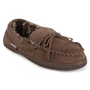 MUK LUKS Men's Leather Berber Fleece Moccasin Slippers
