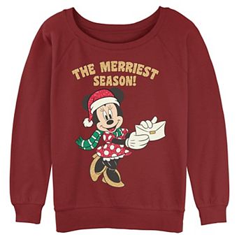 Juniors' Disney's Minnie Mouse The Merriest Season Graphic Pullover