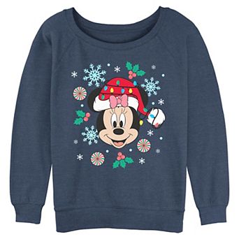 Juniors' Disney's Minnie Mouse Christmas Ornaments Graphic Pullover