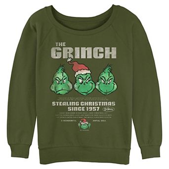 Juniors' Dr. Seuss The Grinch Stealing Christmas Since 1957 Graphic Pullover