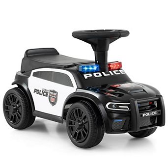 Costway Toddler Sliding Car with Flashing Lights, Music, Siren & Under-Seat Storage