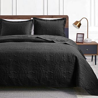 Soft Lightweight All Season Quilt Set Durable Modern Bedroom Coverlet 3 pc Set