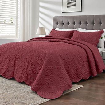 Lightweight Reversible Quilted Coverlet Set Soft All Season Easy Care Bedroom Decor