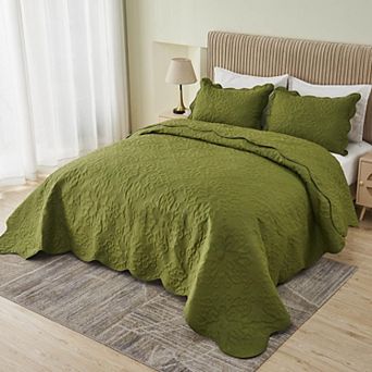 Lightweight Reversible Quilted Coverlet Set Soft All Season Easy Care Bedroom Decor